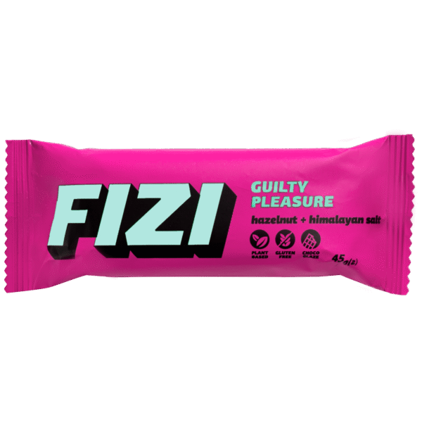 Batonėlis su šokolado glazūra “HAZELNUT + HIMALAYAN SALT”, be pridėtinio cukraus | Fizi (45 g)
