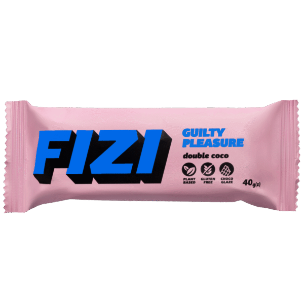Batonėlis su šokolado glazūra "DOUBLE COCO", be pridėtinio cukraus | Fizi (45 g)