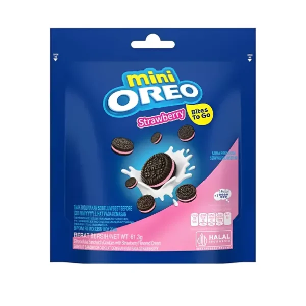 Sausainiai OREO MINI STRAWBERRY, 61,3g