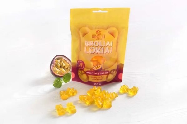 Pasiflorų skonio guminukai Brolių Medus Broliai Lokiai, 100 g