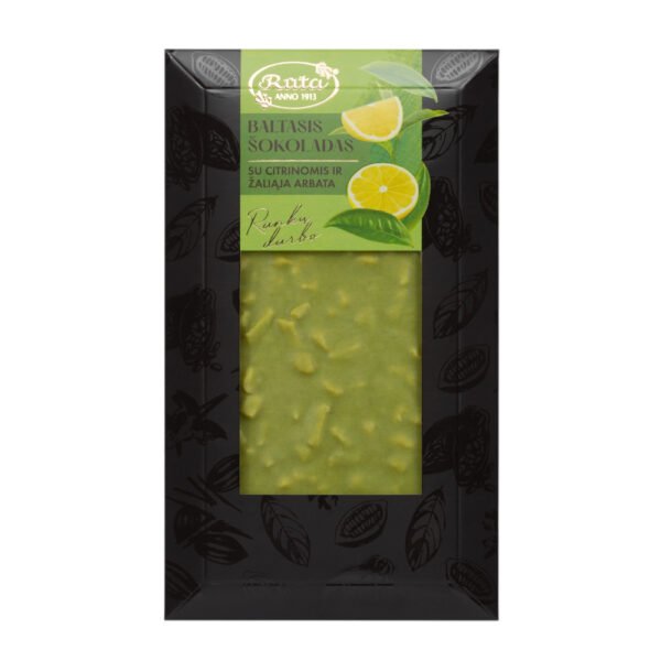 Baltasis šokoladas su citrina ir žaliąja arbata, 100 g
